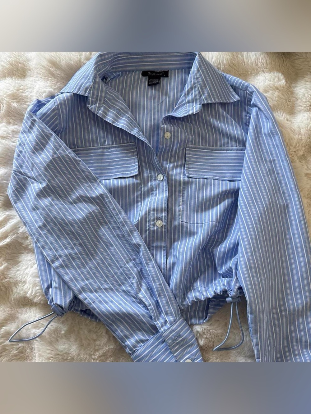 Striped Light Blue Button-Up Shirt